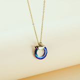NEHZUS Jewelry Crystal Coloured Dangling Ring Creative Design Swan Copper Pendant Women's Netflix Collarbone Chain