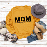 Mom The Woman The Myth Spot Letter Loose Long Sleeve Plus Size Sweater