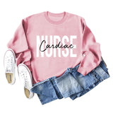Cardiac Nurse Lettering Loose Crewneck Underneath Long-sleeved Sweatshirt