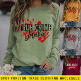Pullover Letter Print Sweatshirt True Crime Junkie Loose Round Neck for Women