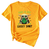 This is my lucky shirt Funny pattern Crew neck Short sleeve female