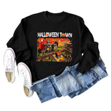 Halloween Town Letter Printed Women's Loose New Sweater Long Sleeve Shirt