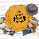 It's Game Day Letter Print Round Neck Autumn and Winter Long-sleeved Sweater