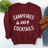 Autumn and winter new women's campfires and cocktails letter printed sweater