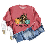 HAPPY FALL Fashion Letter Pumpkin Halloween Autumn and Winter Long Sleeve Oversized Sweater Girl
