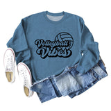 Volleyball Vibes Volleyball Alphabet Print Fashion Backing Long Sleeve Oversize Sweatshirt