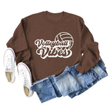 Volleyball Vibes Volleyball Alphabet Print Fashion Backing Long Sleeve Oversize Sweatshirt