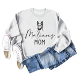 Malinois Mom Letters Puppy Print Fashion Loose Long Sleeve Oversize Sweater