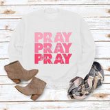 Round Neck Tops Long Sleeve PRAY Onit PRAY Oues It Printed Sweatshirt