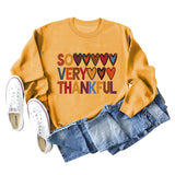 SO VERY THANKFUL Heart Letters Round Neck Long Sleeve Large Size Sweater