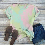 Loose Solid Color Short Sleeve Tie-dyed Round Neck Men's and Women's Blank T-shirt A Set Print