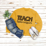 Letter Round Neck Shirt Long Sleeve TEACH Love Printed Loose Sweater