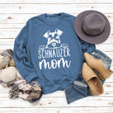 SCHNAUZER MOM Round Neck Letter Women's Sweatshirt Print Loose Long Sleeve