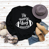 It's Game Day Letter Print Round Neck Autumn and Winter Long-sleeved Sweater