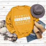 HISWILL Letters Round Neck Women Long-sleeved Loose Printed Sweatshirt