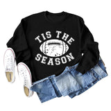 SPOT TIS THE SEASON RUGBY LETTER PRINT LONG SLEEVED SWEATSHIRT WOMEN