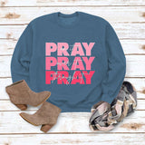 Round Neck Tops Long Sleeve PRAY Onit PRAY Oues It Printed Sweatshirt