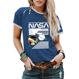 NASA Alphabet Fashion Ladies Loose Printed Short Sleeve T-Shirt