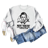 Not Today Vecna Letters Loose Long Sleeve Printed Sweater
