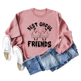 BEST GHOUL FRIENDS WOMEN'S MONOGRAM PRINT BOTTOMED CREWNECK SWEATSHIRT