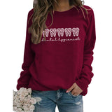 Dental Hygienist Letter Leopard Print Long Sleeve Round Neck Sweater