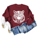 GAME DAY Tiger Letter Loose Bottom Long Sleeves Plus Size Sweatshirt Woman