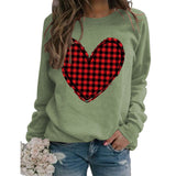 Valentine's Day Women's Fall and Winter Plaid Love Print Sweater