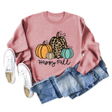 HAPPY FALL Fashion Letter Pumpkin Halloween Autumn and Winter Long Sleeve Oversized Sweater Girl