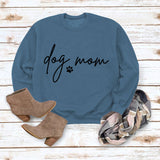 Pullover Simple Round Neck Top Long Sleeve Dog Mom Printed Loose Sweater