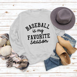Baseball Is My Favorite Letter Round Neck Large Long Sleeve Sweater