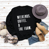 WEEKENDS COFFEE Round Neck Loose Long-sleeved Sweater Women