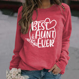 BEST AUNT EVER Round Neck Large Size Print Women Long Sleeve Loose Sweatshirt Shirt