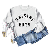 RAISING BOYS LETTERS LOOSE WOMEN'S BASE LONG SLEEVE SHIRT OVERSIZED SWEATSHIRT