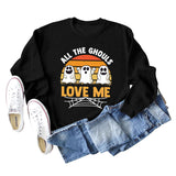 ALL THE GHOULS LOVE ME LETTERS PRINT WOMEN'S LONG SLEEVE OVERSIZE SWEATSHIRT