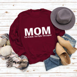 Mom The Woman The Myth Spot Letter Loose Long Sleeve Plus Size Sweater
