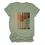 MELANIN Letter Round Neck Loose Casual Short Sleeve Ladies T-Shirt