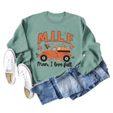 Milf Man I Love Fall Pumpkin Truck Print Long Sleeve Sweatshirt Woman