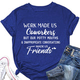 Modisches Damen-T-Shirt mit Rundhalsausschnitt und kurzen Ärmeln „WORK MADE US“