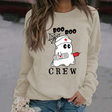 BOO BOO CREW Letter Loose Fall/Winter Bottom Long Sleeve Women's Sweater