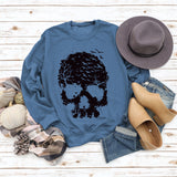 Round Neck Tops Long Sleeve Print Loose Letter Splicing Sweatshirt