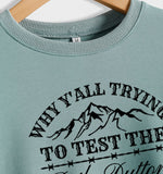 WHY Y'ALL Letters Round Neck Tops Women's Sweatshirt Loose Long Sleeve