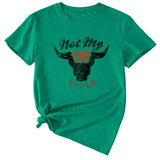 Not My Rodeo Vintage Fun Pattern T-shirt à manches courtes et col rond pour femme