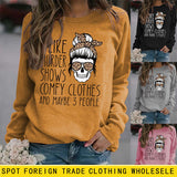 Round Neck Tops Long Sleeve I LIKE MURDER Women's Print Loose Sweatshirt