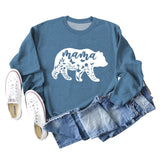 Mama Bear Letter Printing Round Neck Loose Bottoming Long-sleeved Shirt Ladies Plus Size Sweater