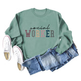 Spot Social Worker Letter Loose Casual Long-sleeved Shirt Round Neck Sweater