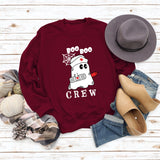 BOO BOO CREW Letter Loose Fall/Winter Bottom Long Sleeve Women's Sweater