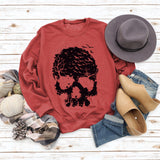 Round Neck Tops Long Sleeve Print Loose Letter Splicing Sweatshirt