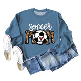 Soccer Mom Football Love Letter Leopard Crew Neck Fall/Winter Long Sleeve Sweater Women