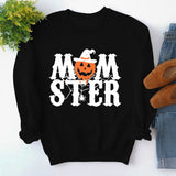 Printed MOM STER Pullover Round Neck Loose Long Sleeve Printed Long Sleeve