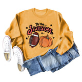 Tis' The Season Pumpkin Letters Halloween Loose Round Neck Long Sleeve Sweater Women